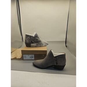 Lucky Brand Fhuna Oiled Suede Gray Zip Ankle Boots Booties Titanium Zip  8 New